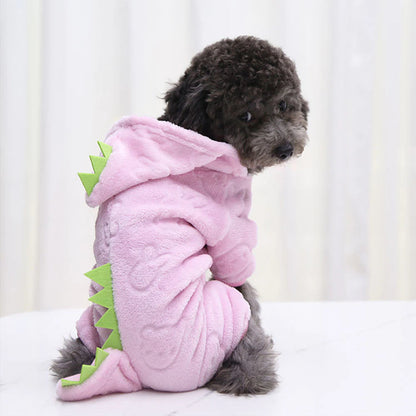 Pet Cat Clothes Puppy Dog Cat Funny Dinosaur Costume Winter Warm Plush Cat Coat Fleece Hoodies Sweater Small Dog Kitten Clothing